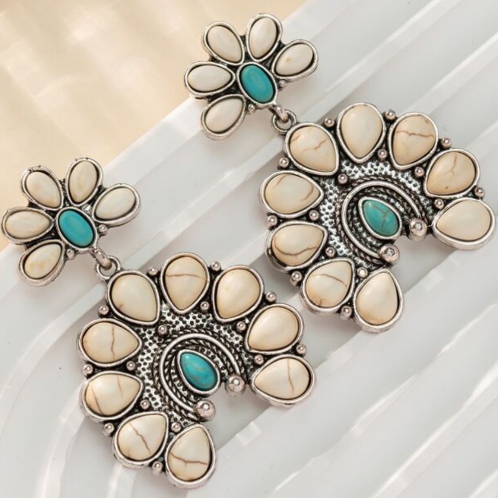 Magnesite and Turquoise Dangle Earrings